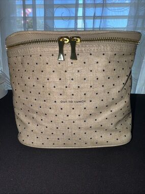 Kate Spade Beige and Black Polka Dot compact Out To Lunch bag